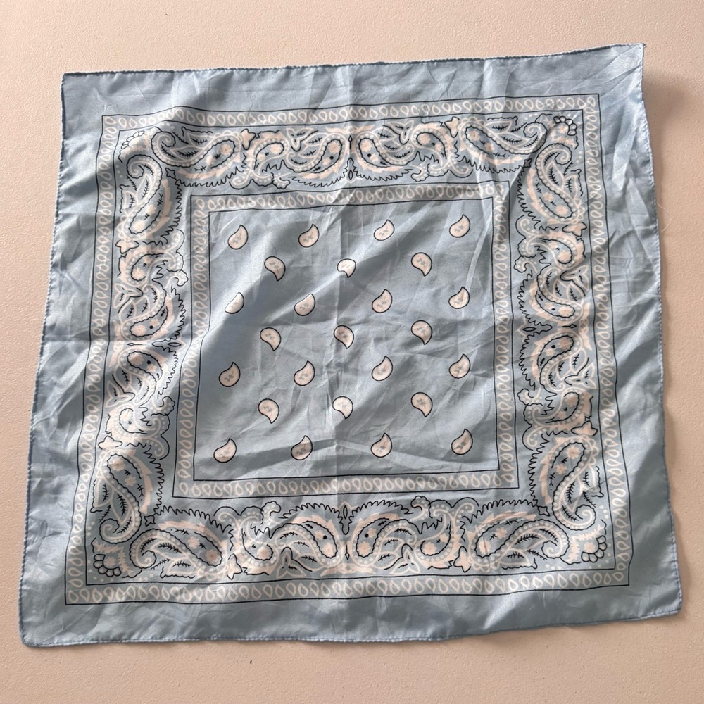 Light Blue Paisley Square Scarf